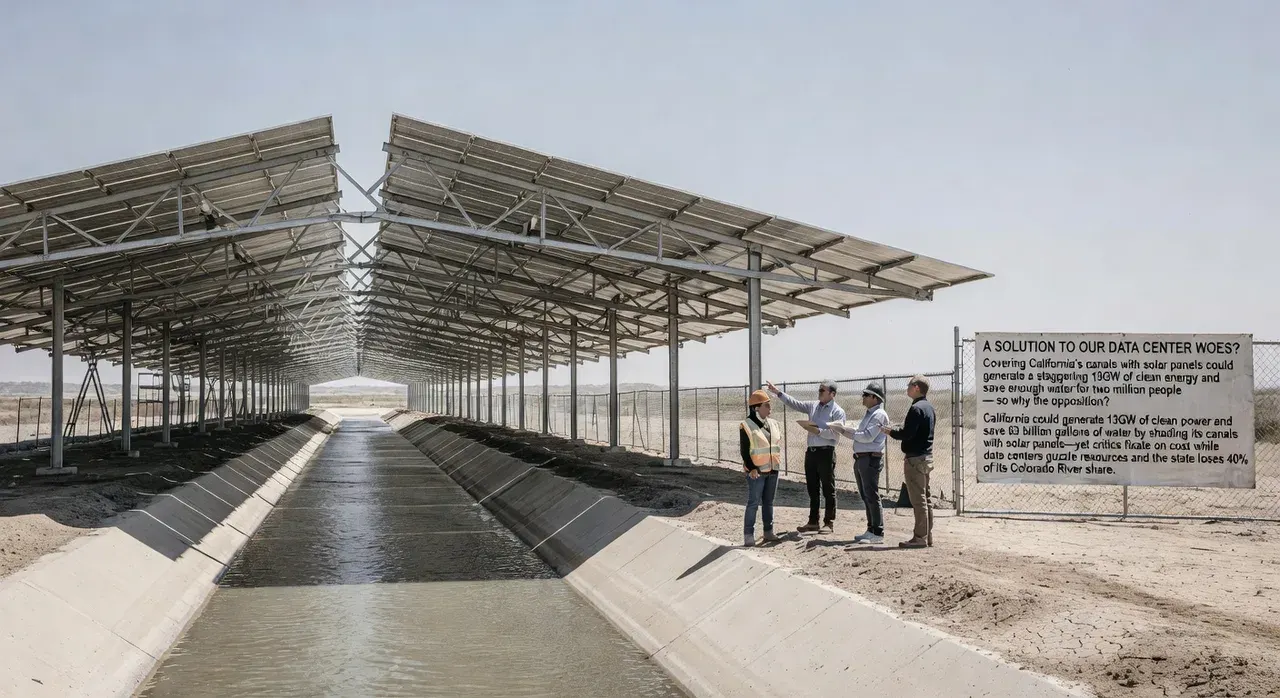 A solution to our data center woes? Covering California’s canals with solar panels could generate a staggering 13GW of clean energy and save enough water for two million people, so why the opposition?