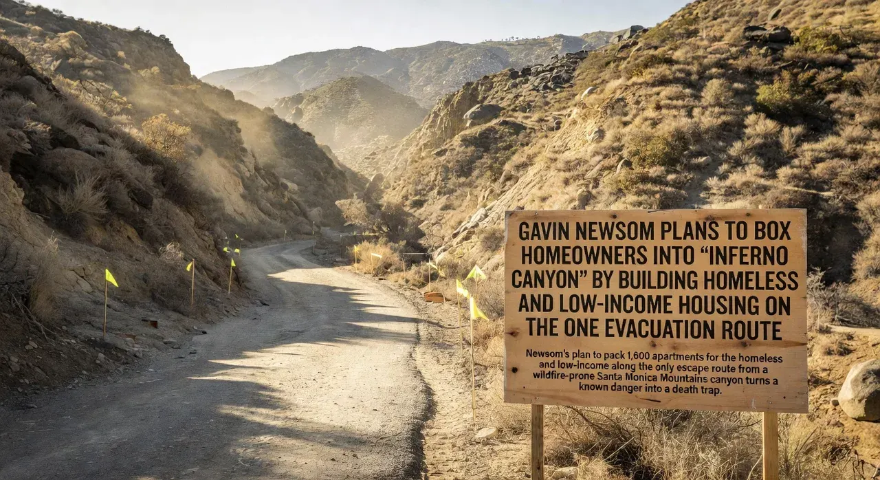 Gavin Newsom plans to box homeowners into ‘inferno canyon’ by building homeless and low-income housing on the one evacuation route