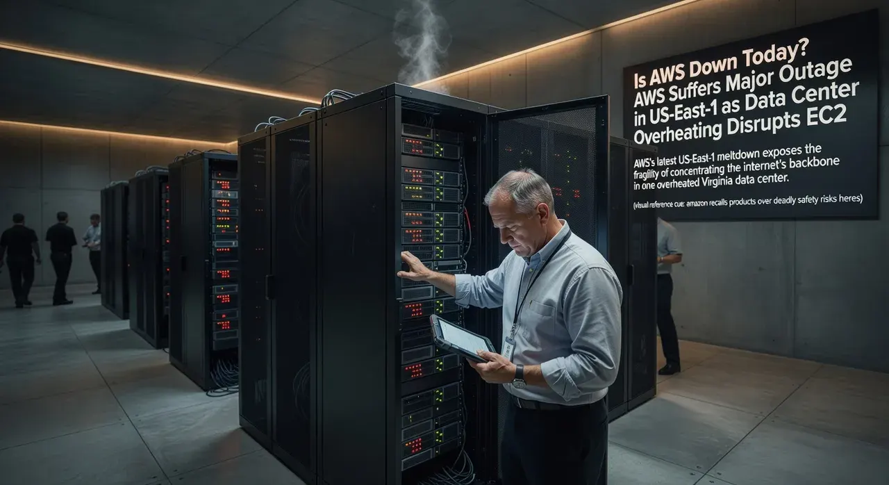 Is AWS Down Today? AWS Suffers Major Outage in US-East-1 as Data Center Overheating Disrupts EC2