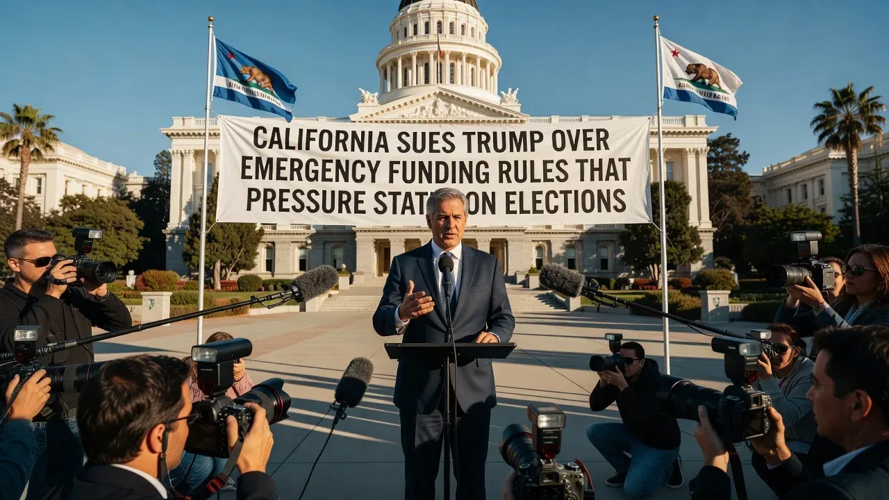 California sues Trump over emergency funding rules that pressure states on elections