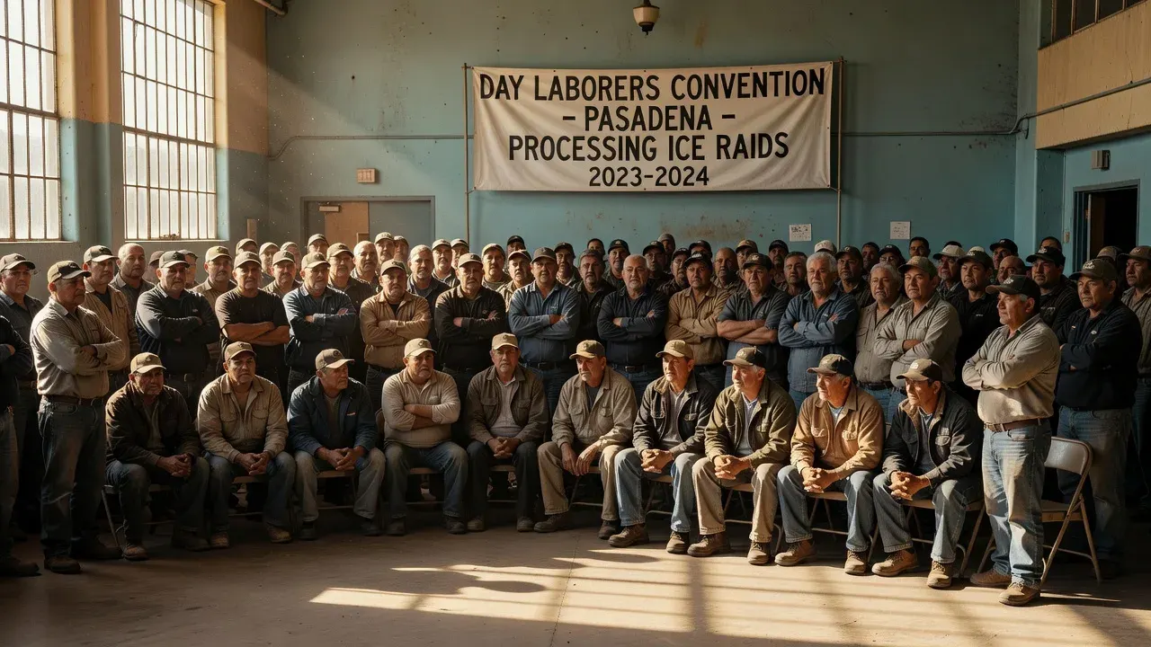 Day laborers come together at a convention to process a year and a half of ICE raids