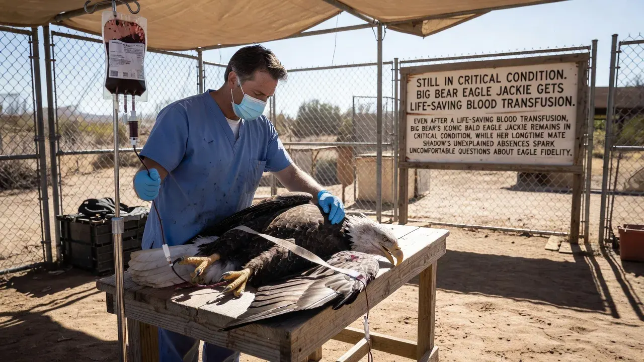 Still in critical condition, Big Bear eagle Jackie gets life-saving blood transfusion