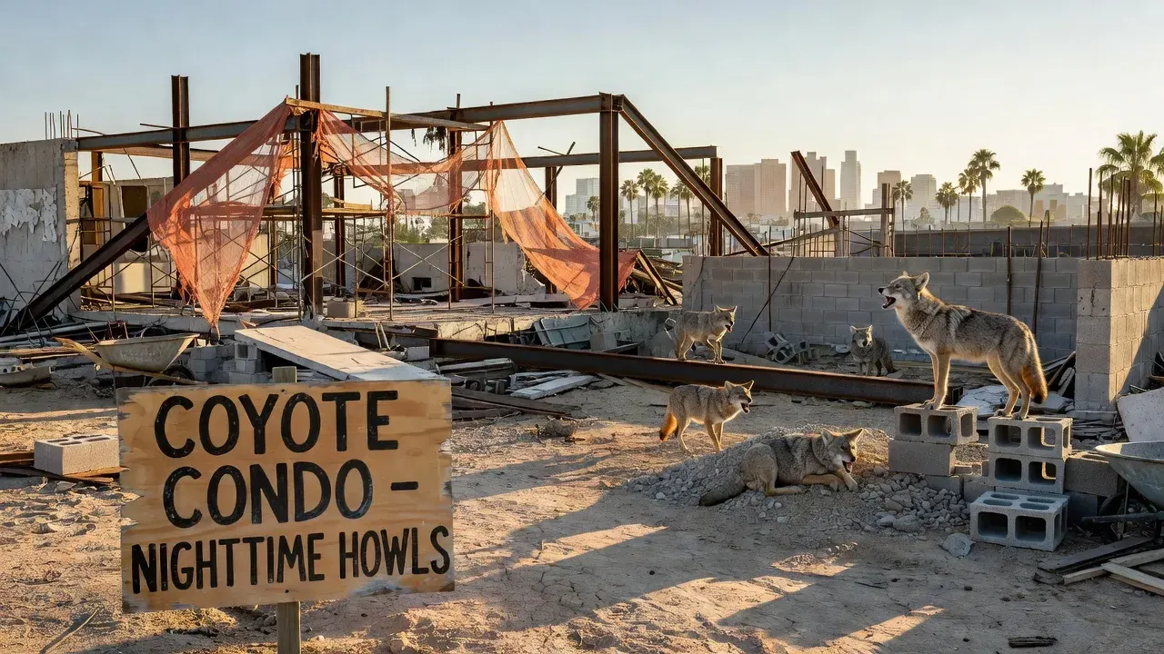 Abandoned West Hollywood construction site becomes 'coyote condo' with nighttime howls