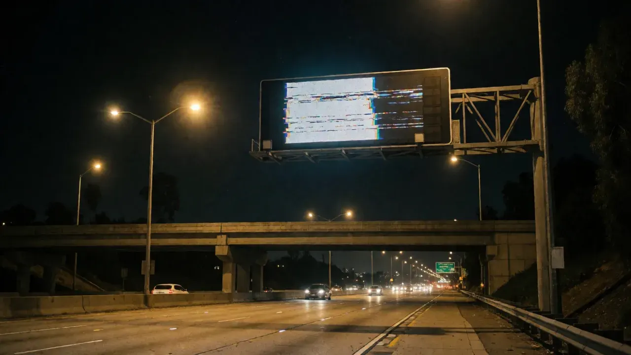 LA Traffic Sign Hacked to Display 'Gravedigger' Website in Cyber Warfare Trial
