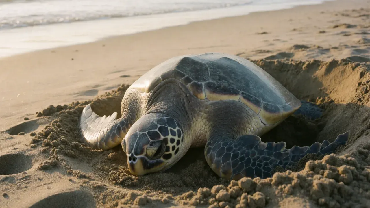 Sea turtle laying eggs at Huntington Beach is first known instance of nesting on West Coast
