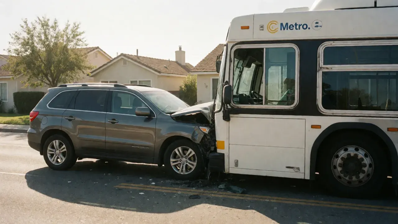 Six taken to the hospital after car crashes into Metro bus in Reseda