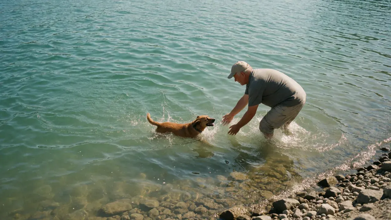 Dog leaps into Shasta Lake and man jumps in to save it. Dog survives, but the man does not