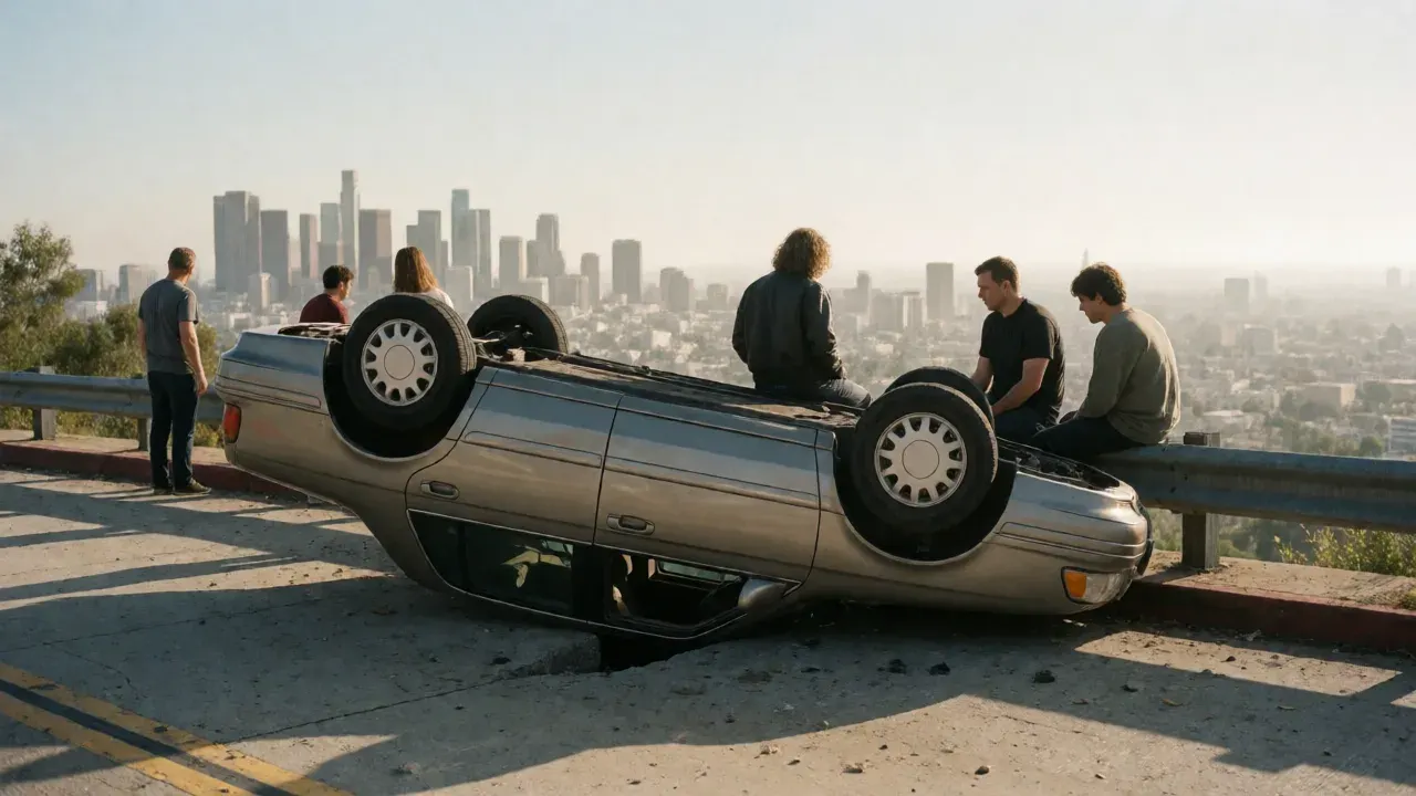 Driver dies after his car goes through guardrail, falls into Grand Avenue gap in downtown L.A.