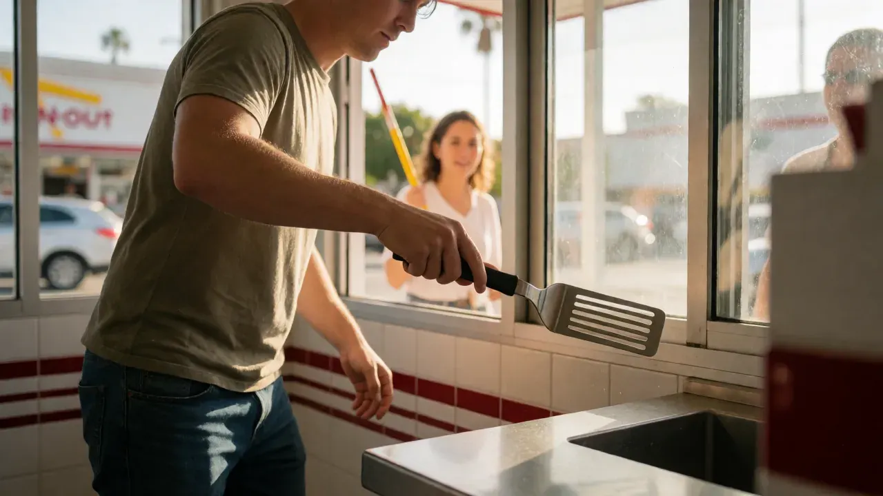 Spatula-wielding hero leaps through In-N-Out window to protect workers