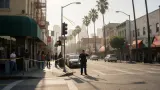 AI-generated illustration: Armed Man Sought in LAPD Chinatown Search. Not a photograph of the reported event.